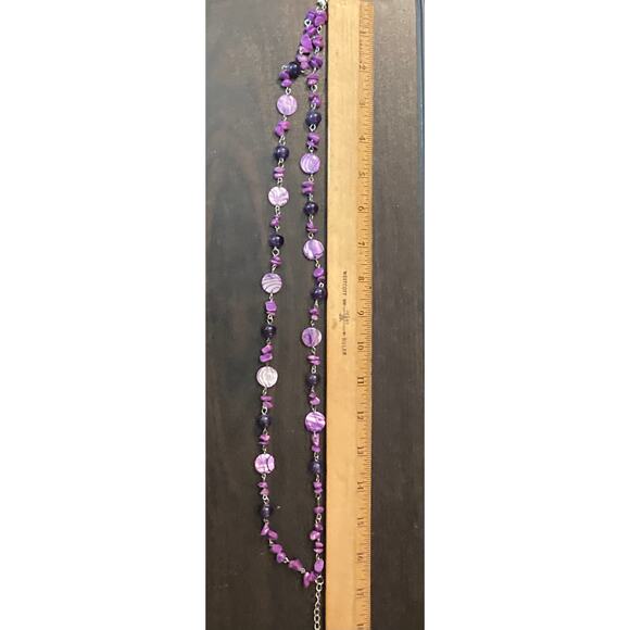 Double Strand Purple Beaded Necklace - Picture 3 of 5